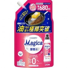 獅王 CHARMY Magica 酵素+除菌濃縮去油污洗潔精 特大補充裝 680ml 清新桃香 162-1518  